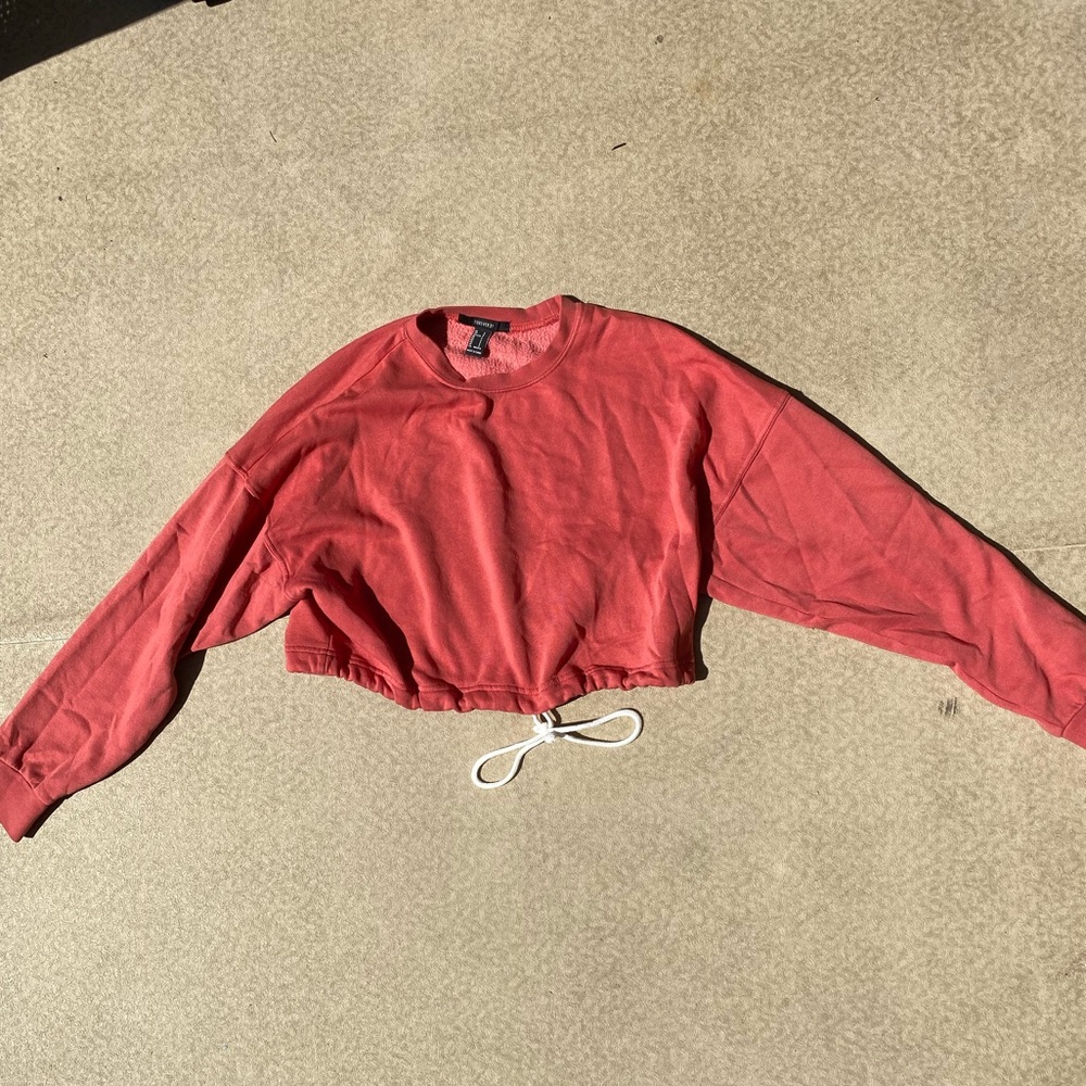 FOREVER 21 Crop front tie crewneck